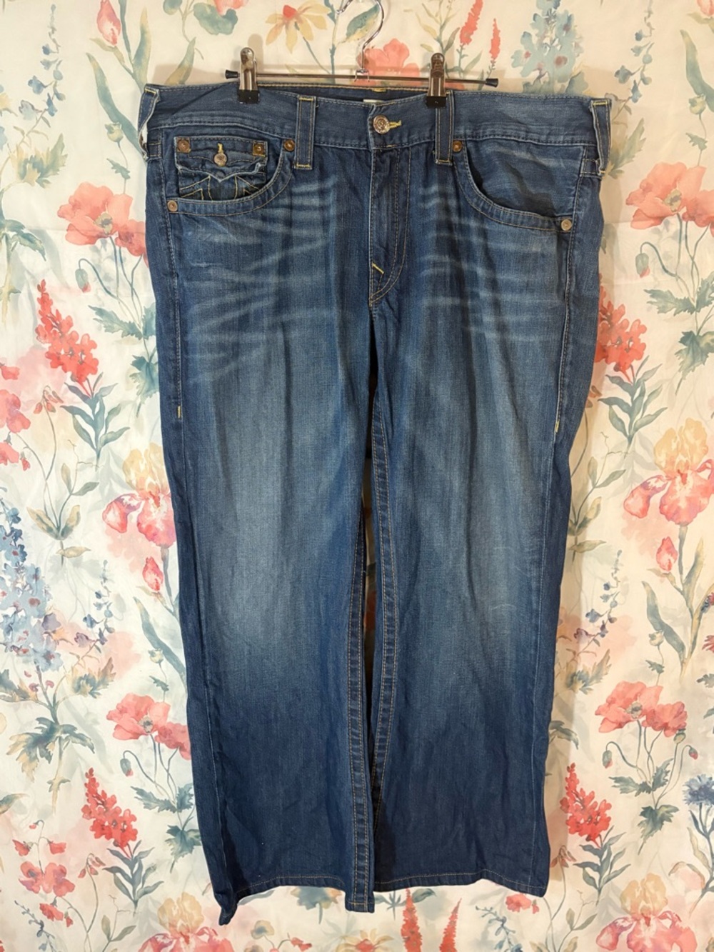 Vintage True Religion Men's Relaxed Blue Denim Jeans